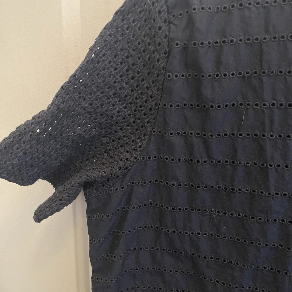 GAP Cotton Navy Blue Dress‎ Eyelet 14 Sheath Sundress Summer Vacation Casual